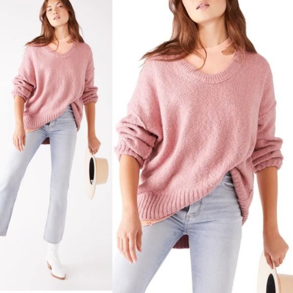 NEW Free People Brookside Tunic Sweater Pink $128 - Picture 5 of 11